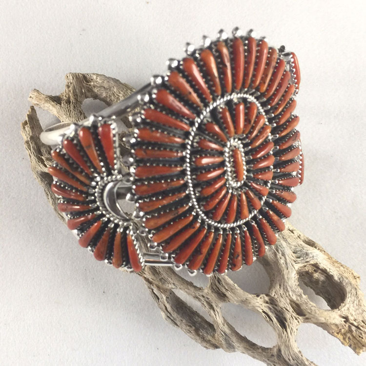 Navajo Needle Point Coral Bracelet